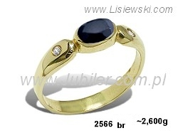 Złoty pierścionek z szafirem i brylantami - 2566br — zdjęcie 2