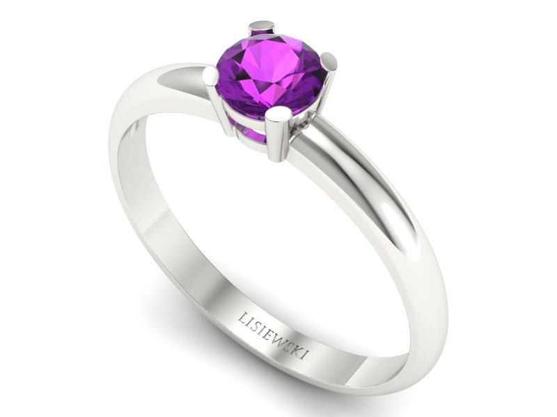 Złoty pierścionek z ametystem białe złoto 585 - 2569skwpro — zdjęcie 3