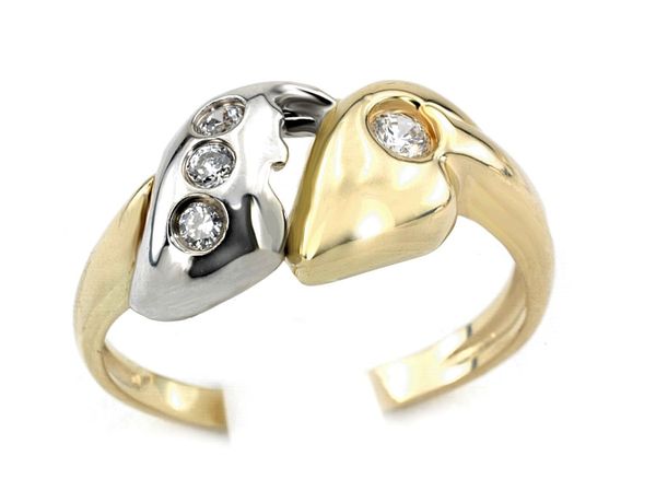 Pierścionek z diamentami żółte i białe złoto - 256bbr_SI_H