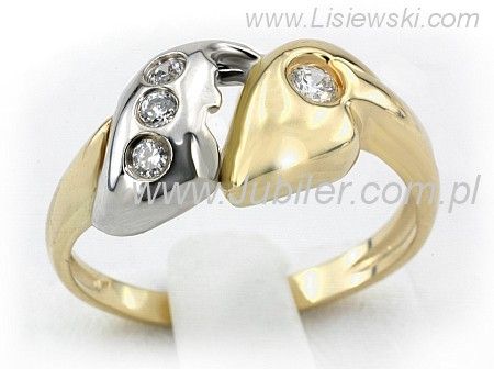 Pierścionek z diamentami żółte i białe złoto próba 585 - 256bbr_SI_H - 1
