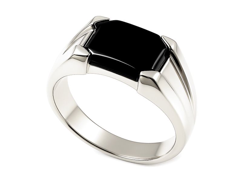 Pierścionek srebrny z onyksem - 2572ag