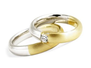 Obrączki ślubne z brylantem żółte białe złoto - 2581290o - 1
