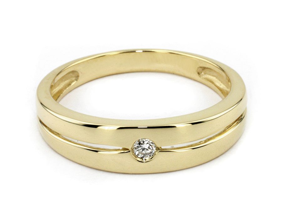 Złoty pierścionek z brylantem żółte złoto - 2587br — zdjęcie 2