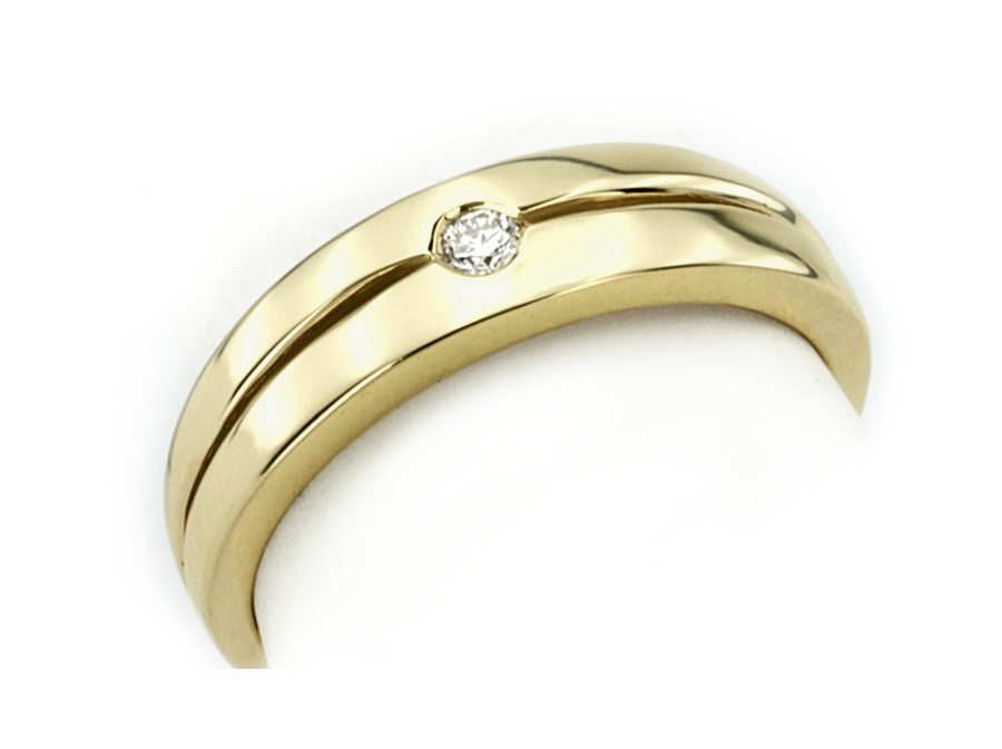 Złoty pierścionek z brylantem żółte złoto - 2587br — zdjęcie 3