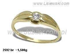 Złoty pierścionek z brylantem żółte złoto - 2592br — zdjęcie 2