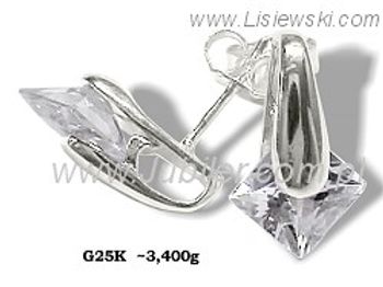 Kolczyki srebrne z cyrkoniami biżuteria srebrna 925 - 25kag - 1