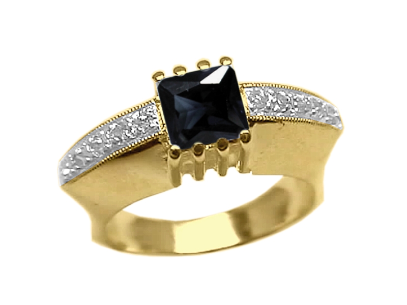 Złoty pierścionek z cyrkoniami i onyksem - 2635_p