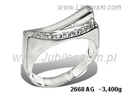 Srebrny pierścionek z cyrkoniami - 2668ag — zdjęcie 2