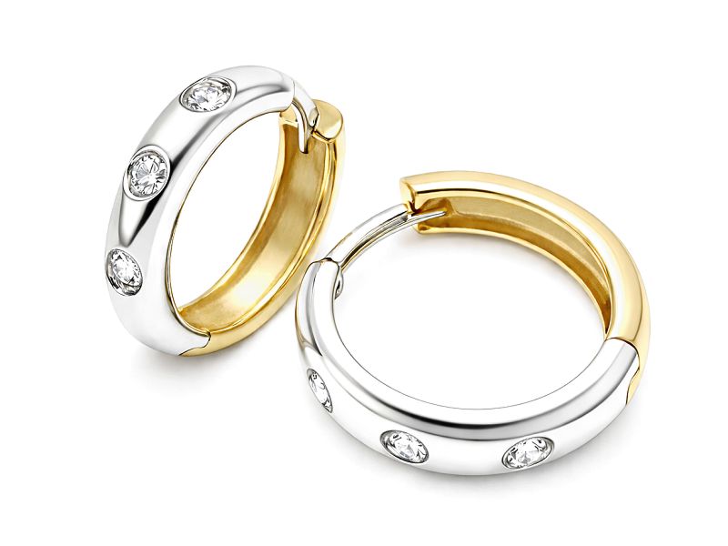 Kolczyki z cyrkoniami z żółtego i białego złota - 266k