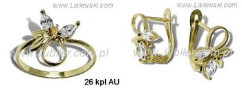 Komplet złotej biżuterii z cyrkoniami żółte złoto - 26kplau - 1