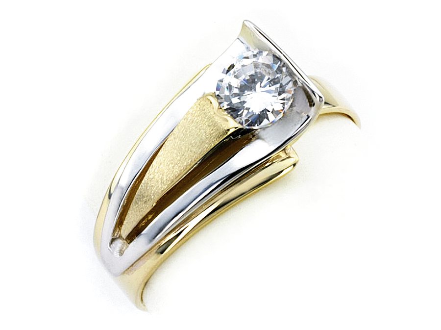 Złoty pierścionek z brylantem - 2712br_SI_H — zdjęcie 3