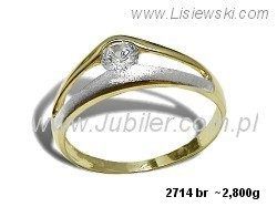 Złoty Pierścionek z diamentem z rodowanego złota - 2714br