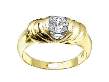 Złoty Pierścionek żółte złoto z cyrkonią rodowane - 2730 - 1