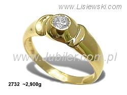 Złoty Pierścionek z cyrkonią żółte złoto próba 585 - 2732 - 1