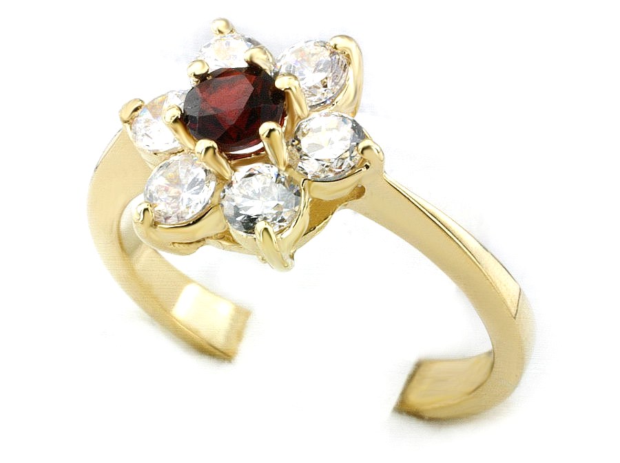 Złoty pierścionek z granatem i brylantami - 2739br_SI_H