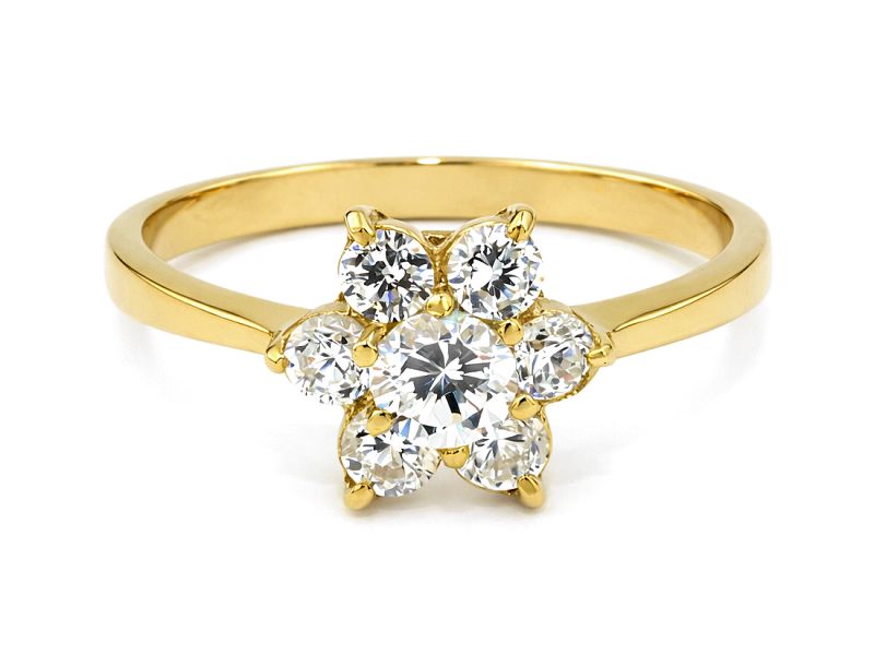 Złoty pierścionek z cyrkoniami - 2739n — zdjęcie 3