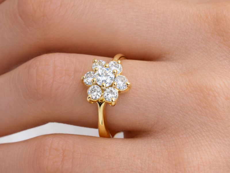 Złoty pierścionek z cyrkoniami - 2739n — zdjęcie 2