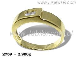 Złoty Pierścionek z cyrkonią żółte złoto próba 585 - 2759