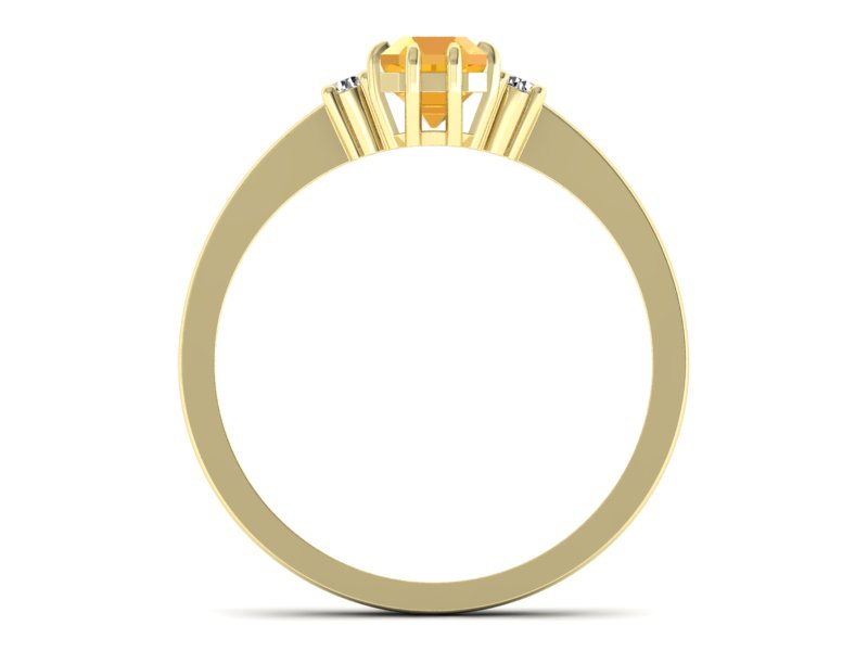 Elegancki złoty pierścionek z cytrynem i diamentami - 2762skwpro — zdjęcie 2