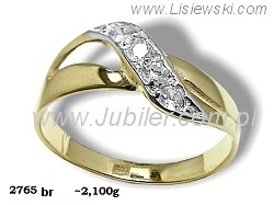 Złoty pierścionek z brylantami - 2765_br — zdjęcie 2