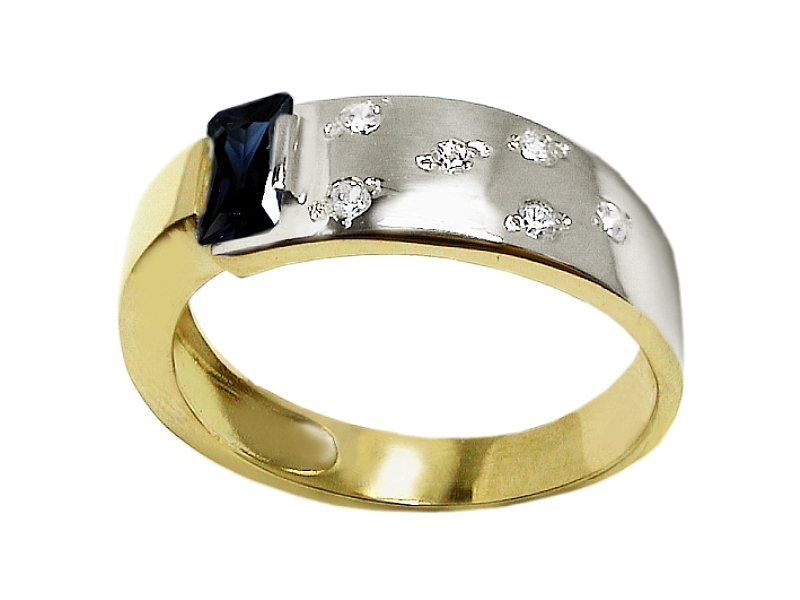 Złoty pierścionek z cyrkoniami i onyksem - 2783_P