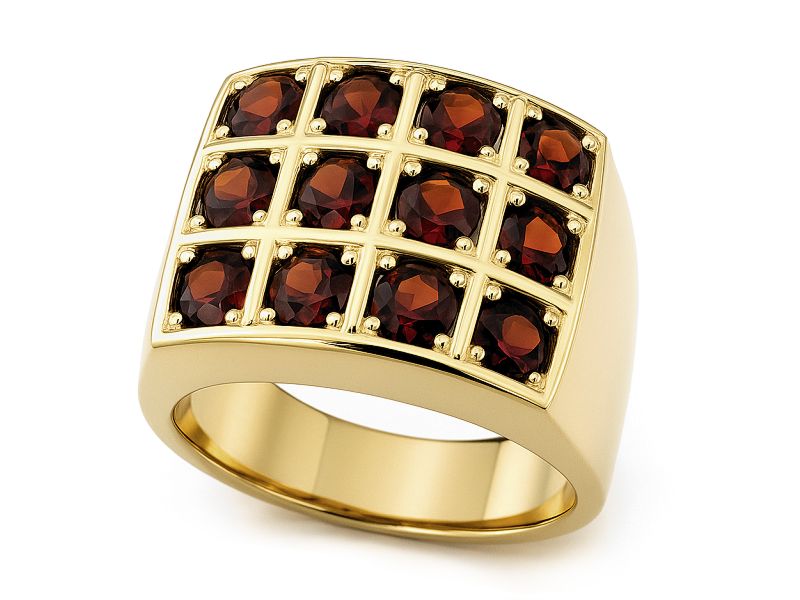 Złoty pierścionek z granatami - 2873p