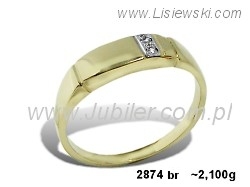 Złoty pierścionek z brylantami - 2874_br — zdjęcie 2