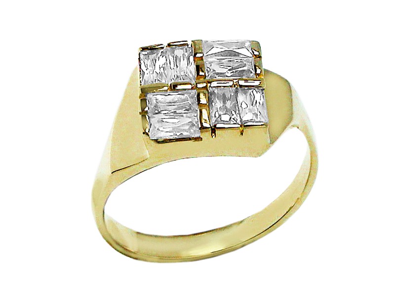 Złoty pierścionek z cyrkoniami żółte złoto - 2882a