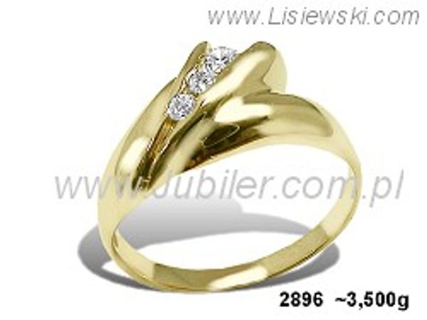 Złoty Pierścionek z cyrkoniami żółte złoto próba 585 - 2896