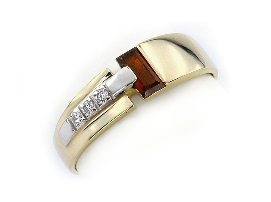 Złoty pierścionek z granatem i brylantami - 2940granat — zdjęcie 3