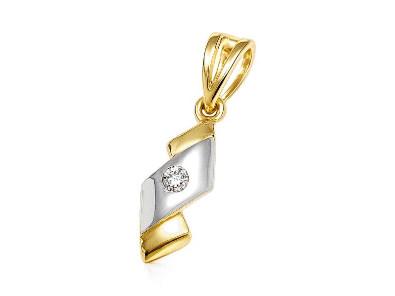Złoty wisiorek z brylantem - 297w_br