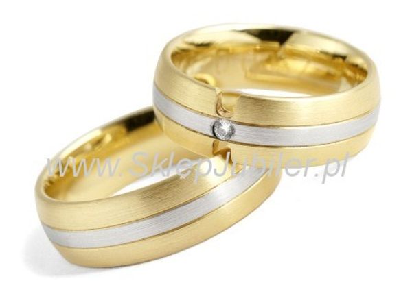 Obrączki ślubne obrączki z brylantem złote żółte złoto 585 - 2981310o- 1