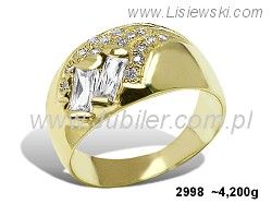 Złoty Pierścionek z cyrkoniami żółte złoto proba 585 - 2998 - 1