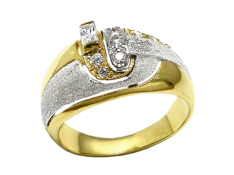 Złoty pierścionek z cyrkoniami białe złoto - 299b