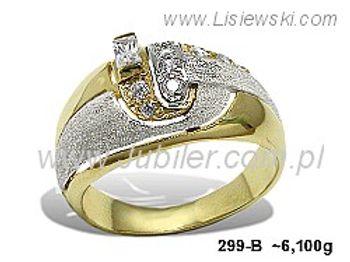 Złoty Pierścionek z cyrkoniami białe złoto proba 585 - 299b - 1