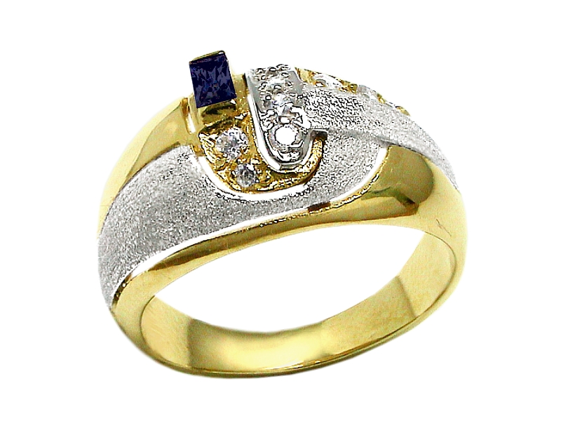 Złoty pierścionek z cyrkoniami i onyksem - 299b_p