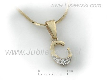 Złota zawieszka litera C z cyrkoniami - 2w_C_ — zdjęcie 2