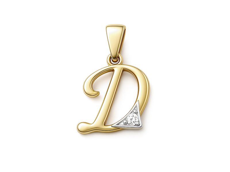 Złota zawieszka litera D z cyrkoniami - 2w_D_
