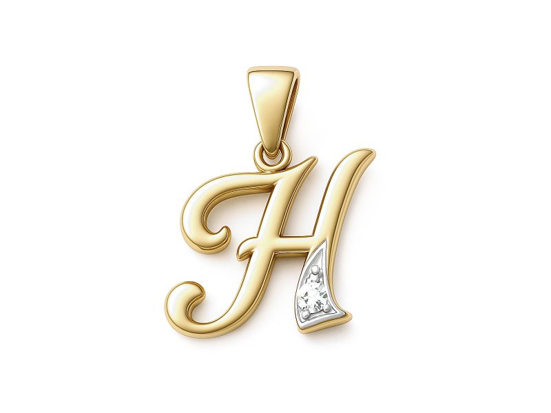 Złoty wisiorek z brylantem żółte złoto - 2w_H_br