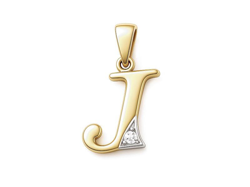 Złoty wisiorek litera I z cyrkonią - 2w_I_