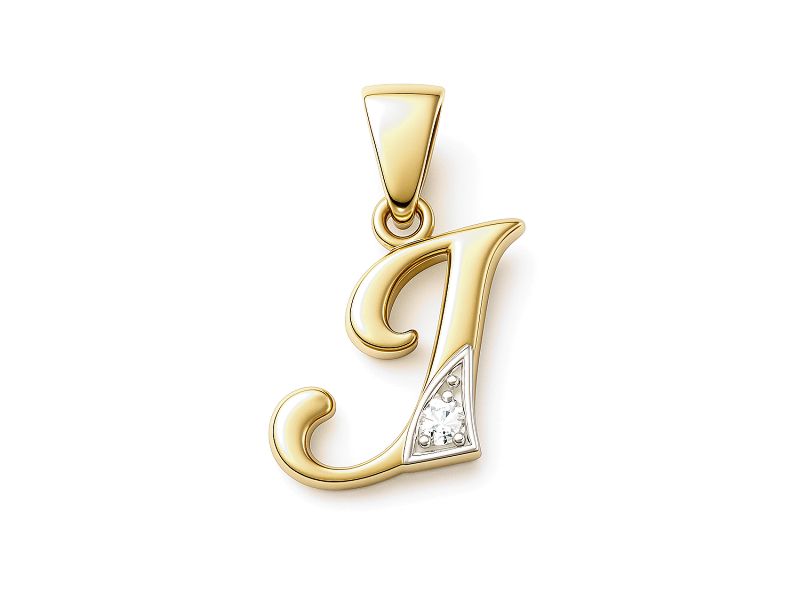 Złota zawieszka z brylantem żółte złoto - 2w_J_br