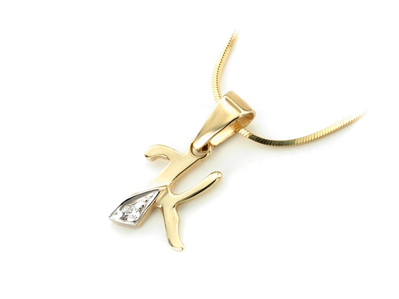 Złoty wisiorek litera K z cyrkonią - 2w_K_ — zdjęcie 2