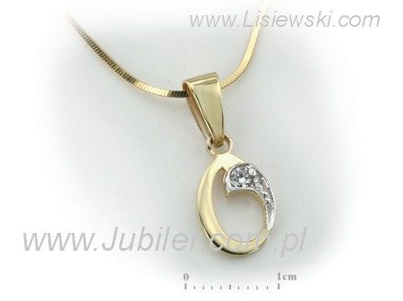 Złoty wisiorek litera O z cyrkonią - 2w_O_ — zdjęcie 2