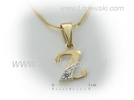 Złoty wisiorek litera Z z cyrkoniami - 2w_Z_ — zdjęcie 2