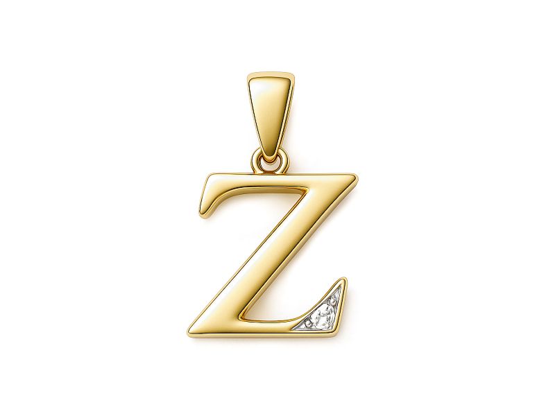 Złoty wisiorek litera Z z brylantem - 2w_Z_br