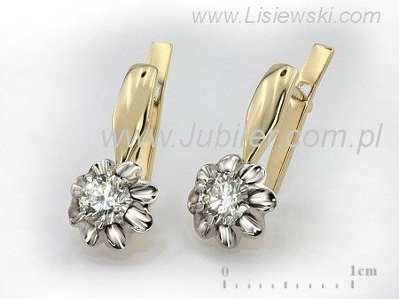 Kolczyki z brylantami białe i żółte złoto - 30001br_VS_G — zdjęcie 3