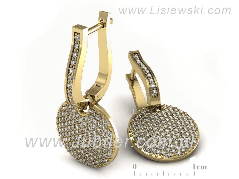 Złote kolczyki z brylantami żółte złoto - 30002kz — zdjęcie 3