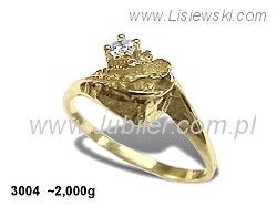 Złoty Pierścionek z cyrkoniami żółte złoto proba 585 - 3004 - 1