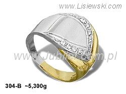Pierścionek z cyrkoniami z żółtego złota i białego złota - 304b - 1
