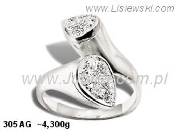 Pierścionek srebrny z cyrkoniami biżuteria srebrna - 305ag - 1